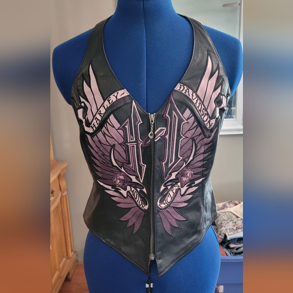 Womens Harley Davidson leather halter top
